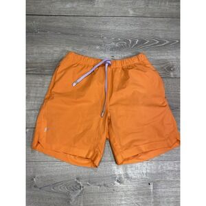 Fabletics Shorts Mens Medium Orange Lined‎ Running Drawstring Athletic Gym